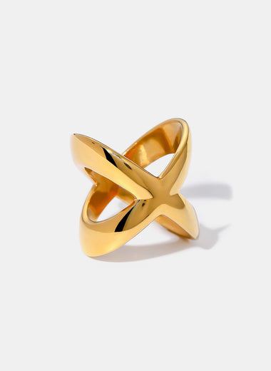 18K Gold-Plated Crisscross Ring