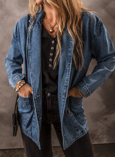 Pocketed Long Sleeve Denim Jacket