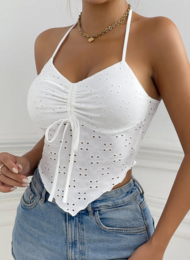 Eyelet Halter Neck Cami