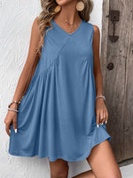 Ruched V-Neck Sleeveless Mini Dress