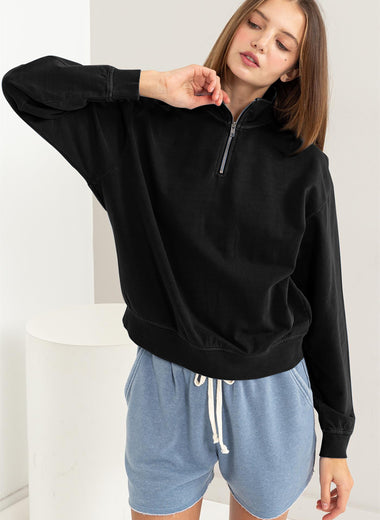 HYFVE Half Zip Drop Shoulder Sweatshirt