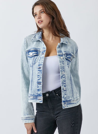 RISEN Button Up Washed Denim Jacket