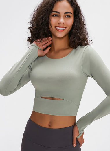 Long Sleeve Cropped Top With Sports Strap