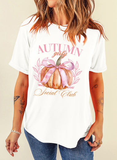 Pumpkin Graphic Round Neck Short Sleeve T-Shirt