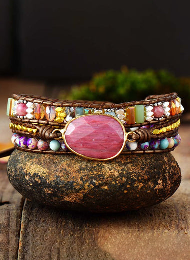 Handmade Crystal Beaded Natural Stone Bracelet