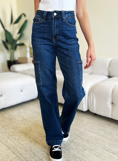 Judy Blue Full Size High Waist Straight Cargo Jeans