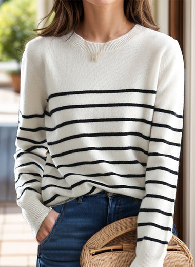 Striped Round Neck Long Sleeve Sweater