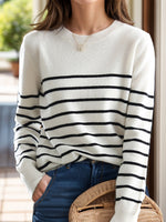 Striped Round Neck Long Sleeve Sweater