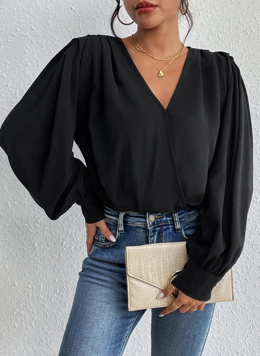 Surplice Ruched Long Sleeve Bodysuit