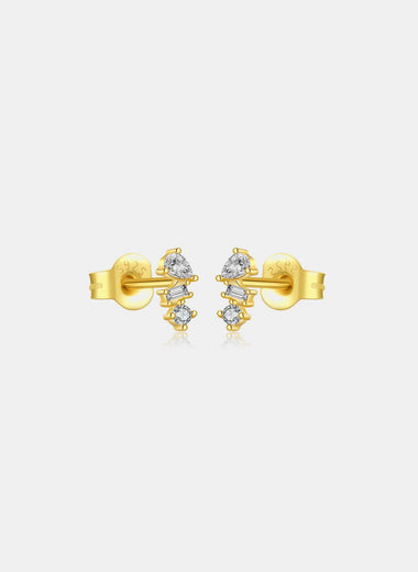 925 Sterling Silver Inlaid Zircon Stud Earrings