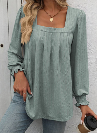 Square Neck Long Sleeve Top