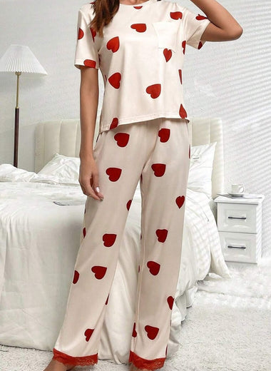 Pocketed Round Neck Top and Drawstring Pants Lounge Set