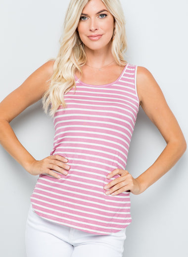 Celeste Full Size Backside Bow Tie Striped Tank