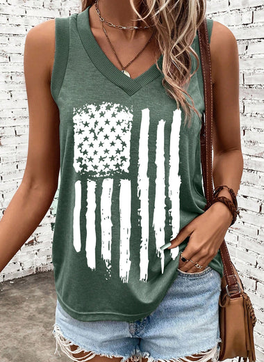 US Flag V-Neck Tank