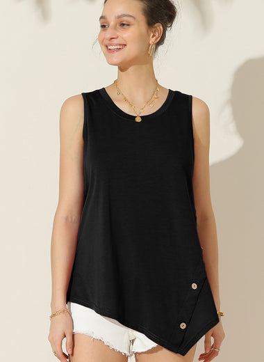 Ninexis Round Neck Button Side Tank