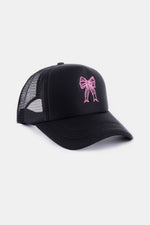 Zenana Ribbon Bow Embroidery Trucker Hat