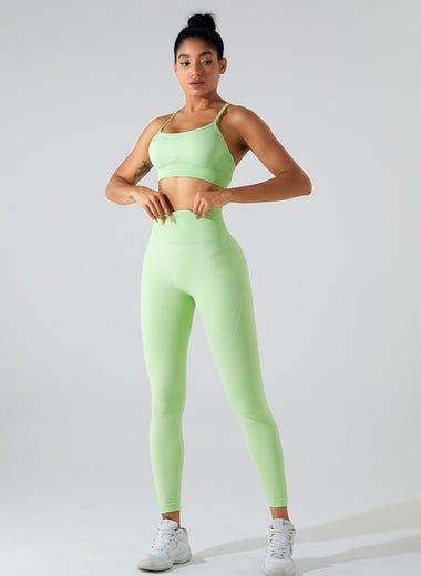 Crisscross Scoop Neck Top and High Waist Pants Active Set