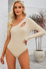 Cutout One Shoulder Long Sleeve Bodysuit