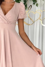 Surplice Puff Sleeve Midi Dress