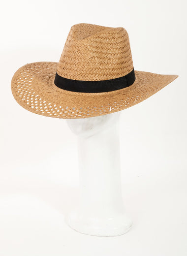 Fame Basket Weave Straw Sun Hat