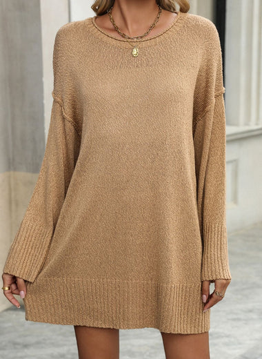 Round Neck Dropped Shoulder Sweater