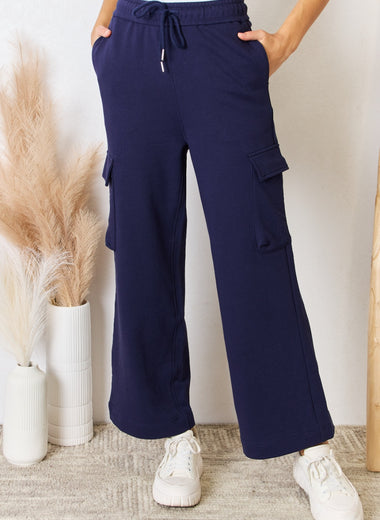 RISEN Drawstring Relaxed Cargo Wide Leg Pants