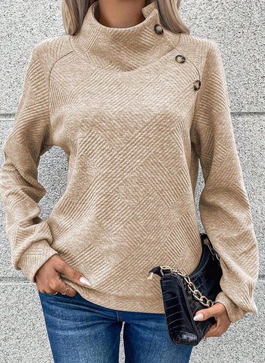 Textured Turtleneck Long Sleeve Sweatshirt