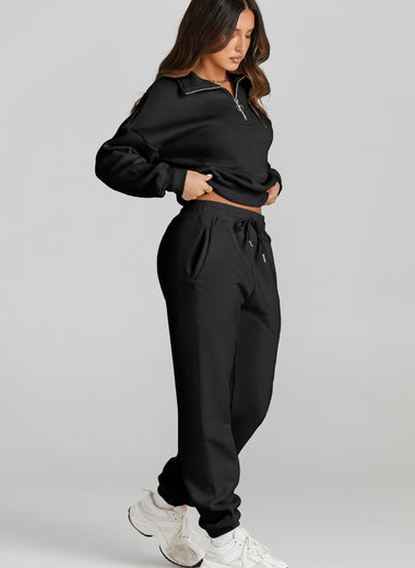 Quarter Zip Top and Drawstring Pants Active Set