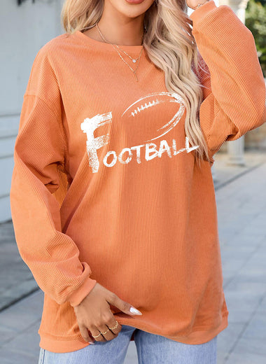 FOOTBALL Round Neck Long Sleeve Sweatshirt