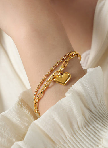 Heart Shape Lobster Closure Chain Bracelet