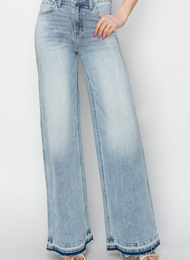 Risen Full Size High Rise Wide Leg Jeans