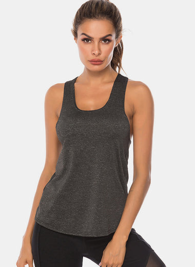 Full Size Scoop Neck Wide Strap Active Tank