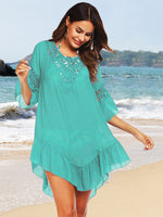 Backless Cutout Three-Quarter Sleeve Cover Up