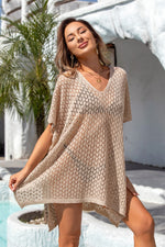 Openwork Slit Scoop Neck Cover Up