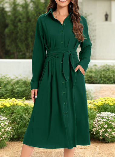 Tie Waist Long Sleeve Dress