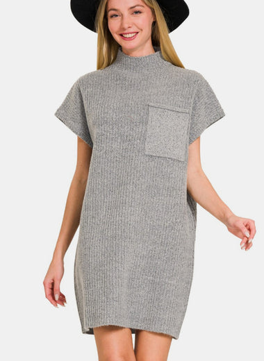 Zenana Short Sleeve Sweater Mini Dress