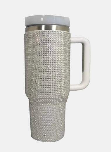 Rhinestone Stainless Steel Tumbler with Straw