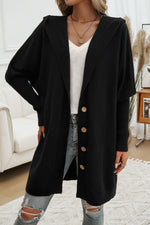 Button Up Long Sleeve Hooded Cardigan