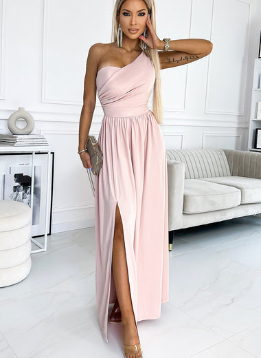 One-Shoulder Slit Maxi Dress