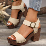 Peep Toe Block Heel Sandals