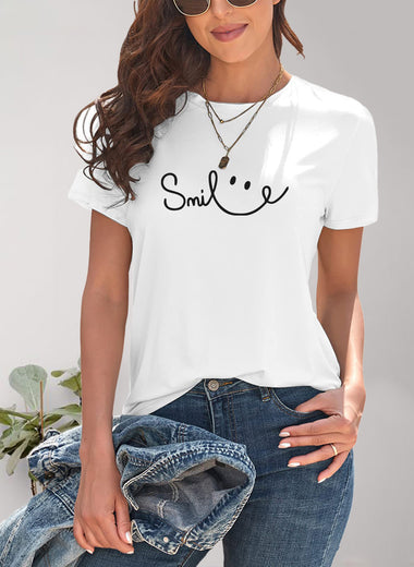 SMILE Round Neck Short Sleeve T-Shirt