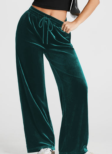 Drawstring Wide Leg Active Pants