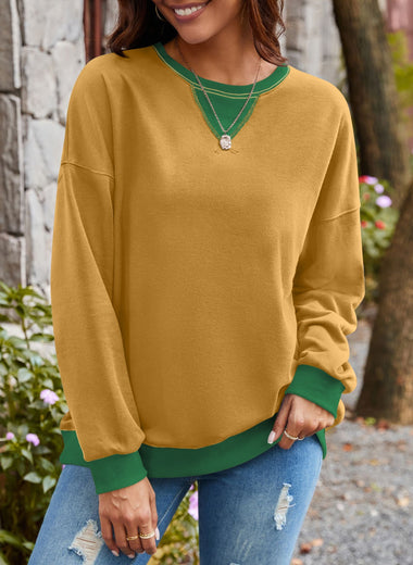 Contrast Round Neck Long Sleeve Sweatshirt