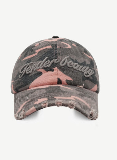 Letter Graphic Camouflage Cotton Hat