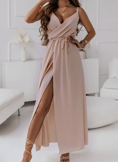 Tied Surplice Sleeveless Midi Cami Dress