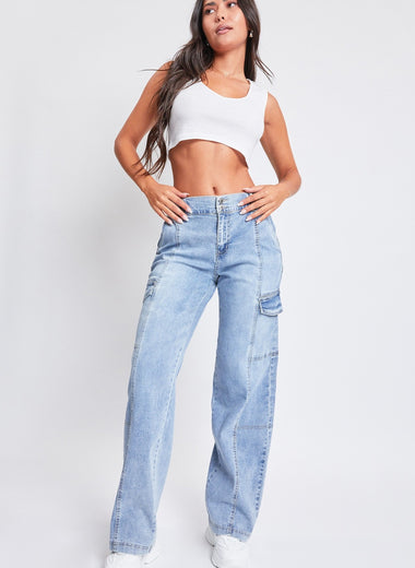 YMI Jeanswear High-Rise Straight Cargo Jeans