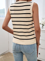 Striped V-Neck Knit Tank