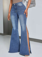 Slit Flare Jeans with Pockets