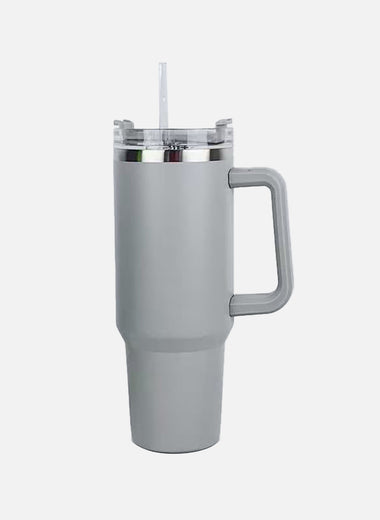 Stainless Steel Tumbler with Handle and Straw