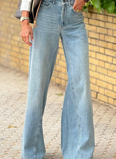 High Waist Bootcut Jeans with Pockets